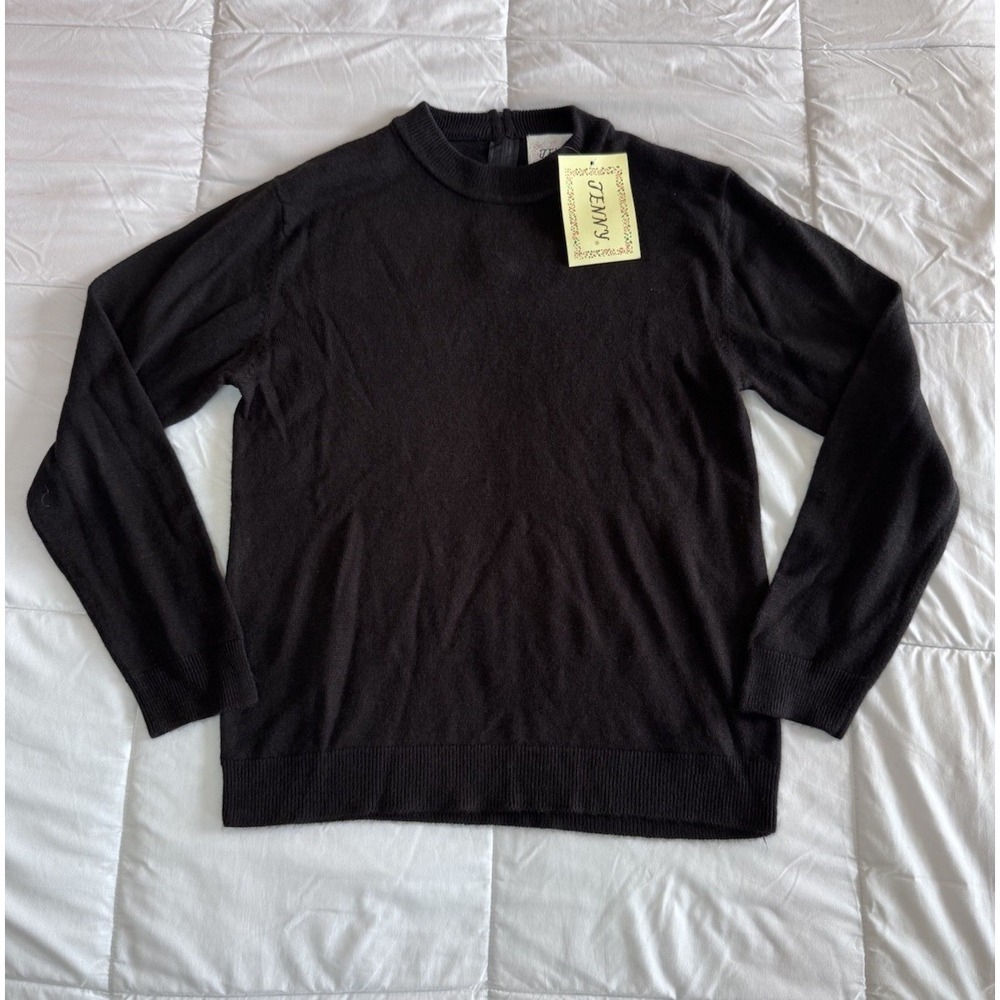 New Jenny Women's Size Large Fisherman Sweater Black Soft Casual Crewneck